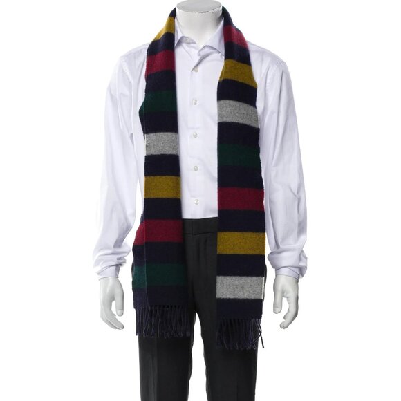 Hudson’s Bay Wool Scarf Johnstons of Elgin Vibrant Stripe Unisex NWT Clip Intact - Picture 1 of 11